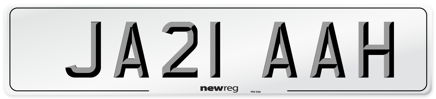 JA21 AAH Number Plate from New Reg